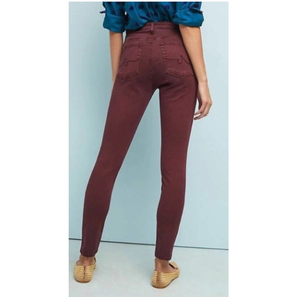 AG Adriano Goldschmied Women's Maroon the Abbey Ankle Jeans Size 26 MSRP$170 - Picture 2 of 7